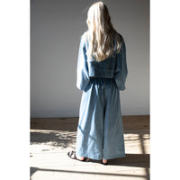 Kaarem Sponge Cropped Boxy Denim Jacket in Light Blue