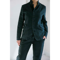 Pas de Calais Linen Cotton Soft Twill Tailored Jacket in Navy