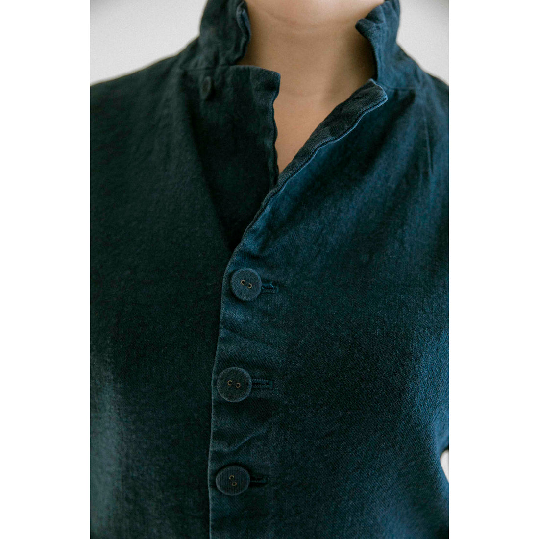 Pas de Calais Linen Cotton Soft Twill Tailored Jacket in Navy