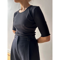 Lauren Manoogian Ruffle Rib Tee in Fatigue