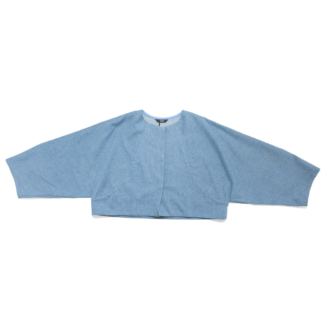 Kaarem Sponge Cropped Boxy Denim Jacket in Light Blue