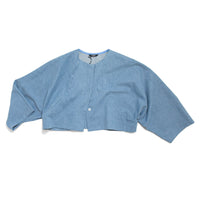 Kaarem Sponge Cropped Boxy Denim Jacket in Light Blue