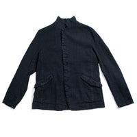 Pas de Calais Linen Cotton Soft Twill Tailored Jacket in Navy