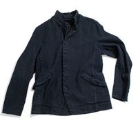 Pas de Calais Linen Cotton Soft Twill Tailored Jacket in Navy